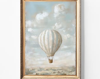 Vintage Hot Air Balloon Print: Rustic Farmhouse Nursery and Travel Decor (Digital Download)