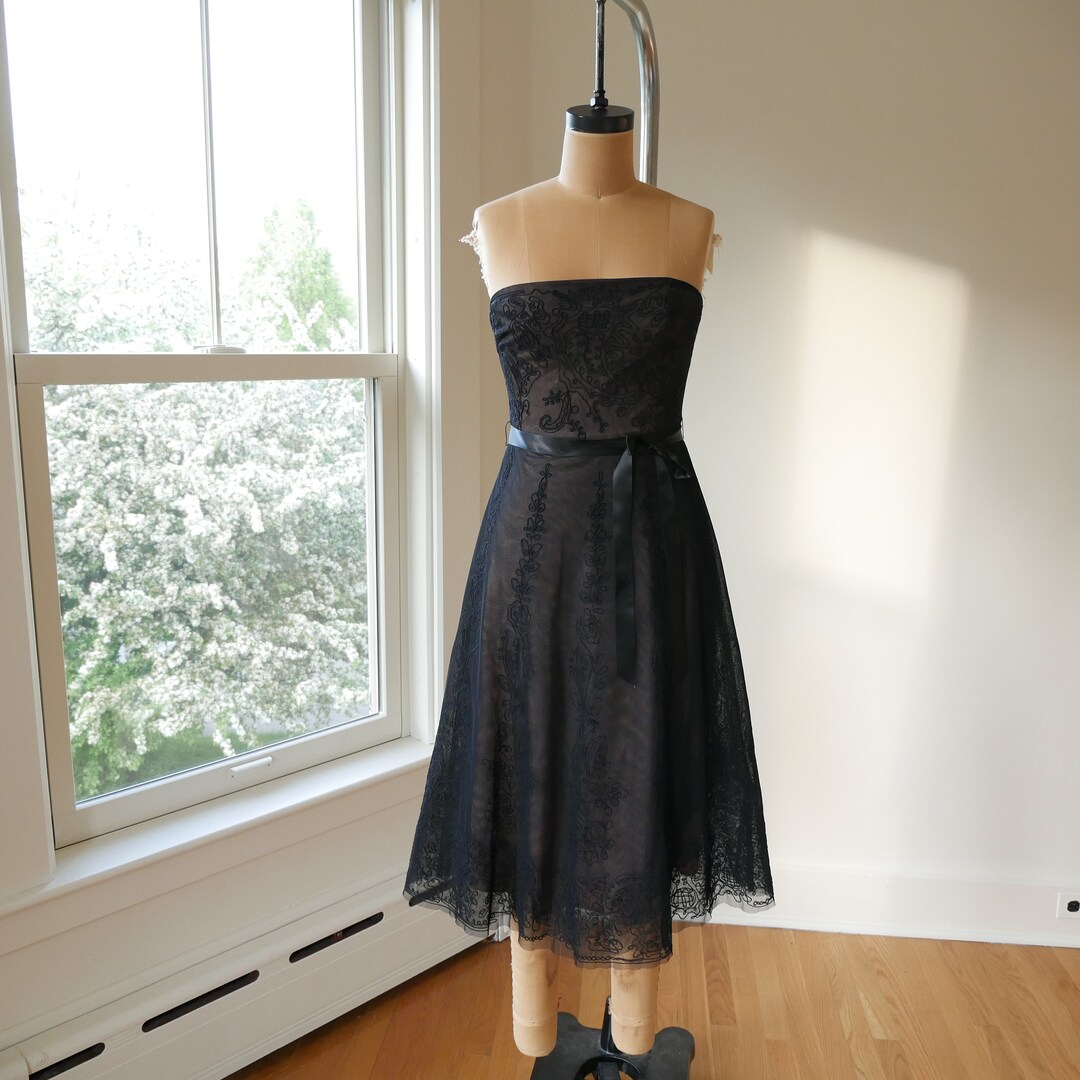 Vintage A-line Black Homecoming Dress Black Party Dress Y2351