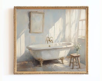 Clawfoot Bathtub Print: Vintage Bathroom Wall Art (Digital Download)