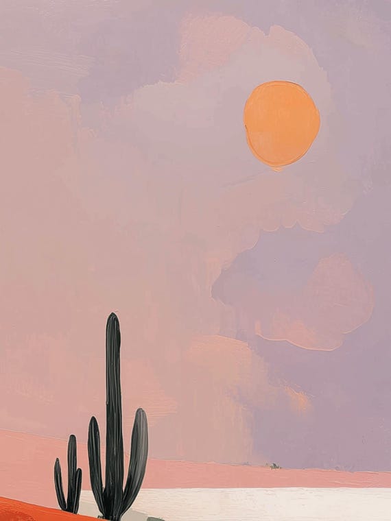 Desert Couple Wall Art – Romantic Sunset Landscape Print (digital