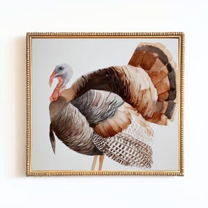 Thanksgiving Turkey Wall Art | Rustic Fall Farmhouse Decor | Watercolor Wild Turkey Print | Autumn Dining Room Printable
