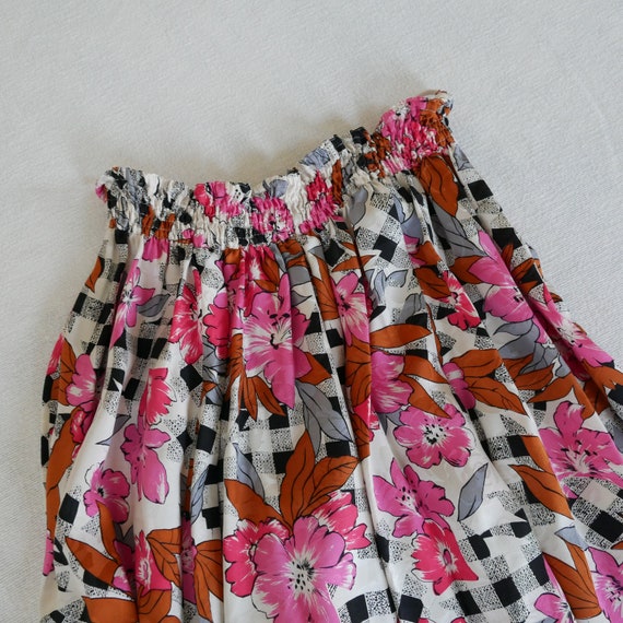 Silk skirt vintage floral pink multi fit & flare … - image 3