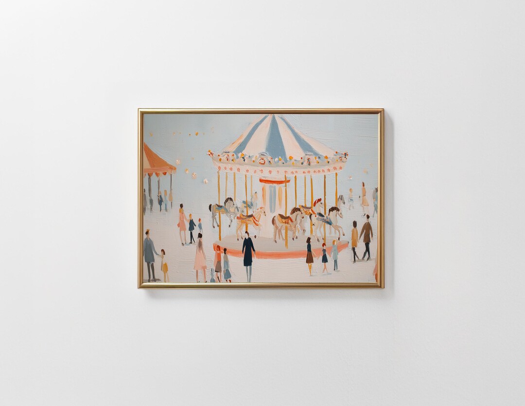 Pastel Carousel Wall Art – Soft Merry-go-round Painting (digital ...