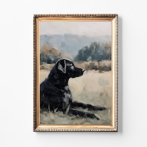 Vintage Schwarzer Labrador Kunstdruck Kunstdruck