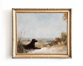 Farmhouse Chocolate Lab Print: Rustic Dog Portrait (Digital Download)