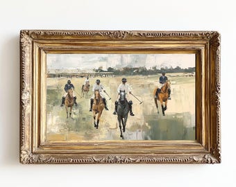 Vintage Polo Match Art Print: Equestrian Sports Decor (Digital Download