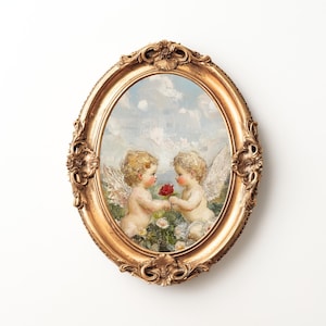 Vintage Cherub Wall Art | Cupid Angel Print | Rococo French Decor | Whimsical Baroque Painting | Nursery Angel Art Digital Download