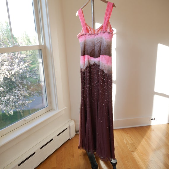 Hand Beaded Silk Gown Y2K Vintage Prom Dress Fair… - image 5