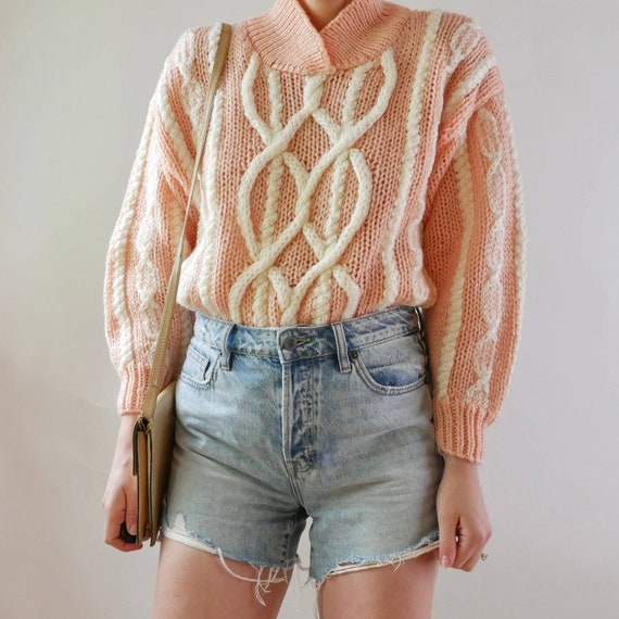 cute cottagecore sweater | 80s Vintage pink & whit