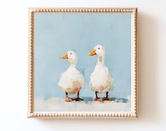 Kunstprint met eendjes | Speelse cottagecore kinderkamerdecoratie (digitale download)