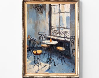 Sunlit Paris Cafe Art Print | Vintage French Bistro (Digital Download)