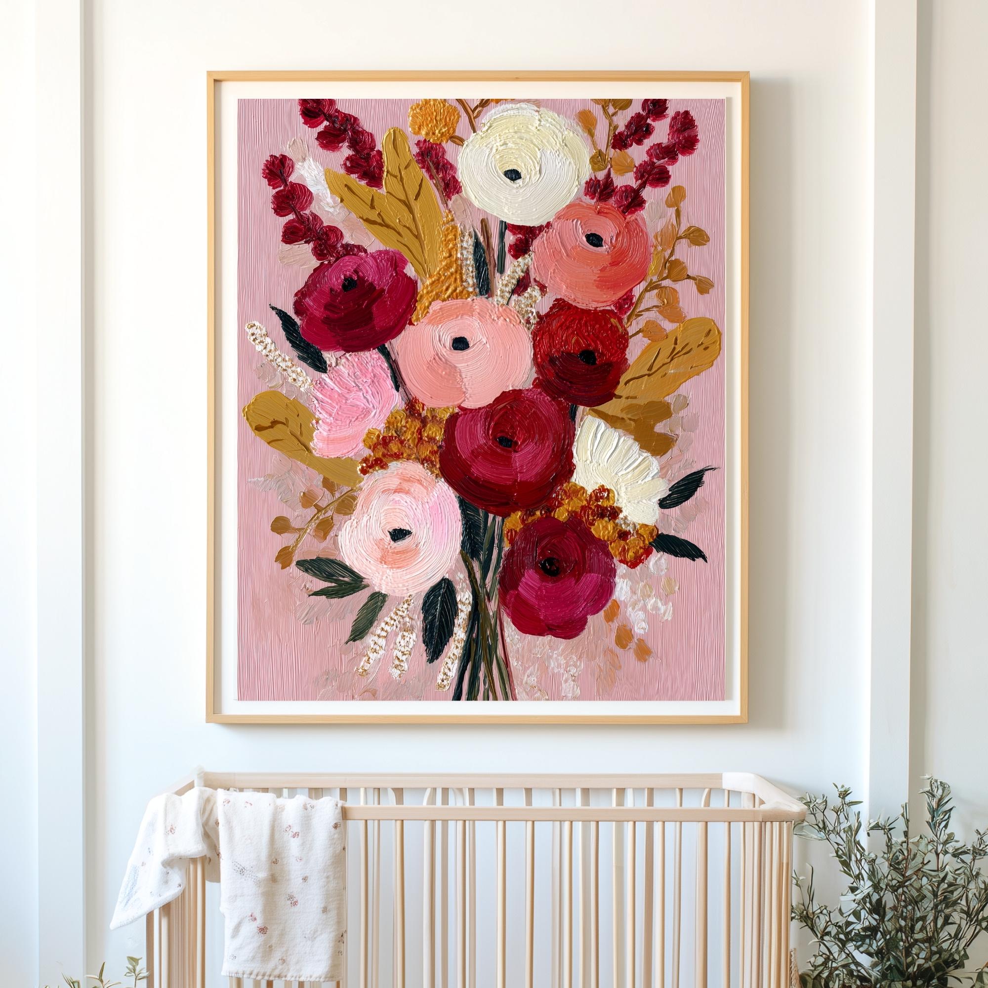 Valentine Floral Wall Art : Pink Romantic Bouquet – Digital