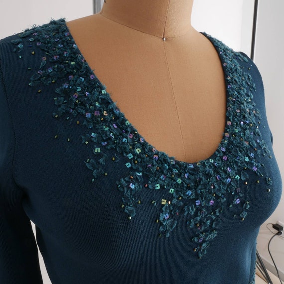 fairycore slinky knit top | y2k Vintage teal gree… - image 6