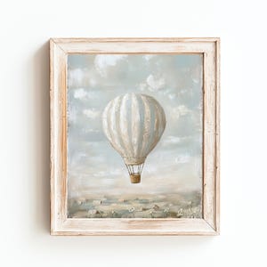 Impressão de balão de ar quente vintage: decoração rústica de berçário e viagem em estilo fazenda (download digital)