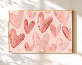 Valentines Day Wall Art Pink Hearts Girly Romantic Decor (Digital Download)
