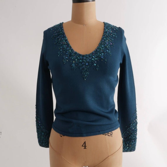 fairycore slinky knit top | y2k Vintage teal gree… - image 5