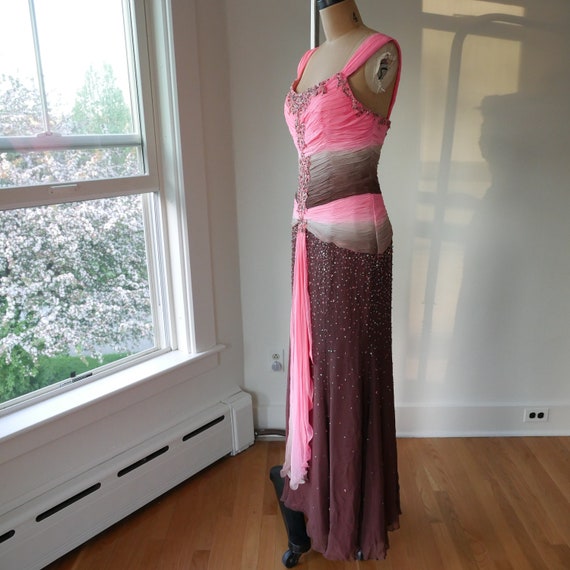 Hand Beaded Silk Gown Y2K Vintage Prom Dress Fair… - image 2