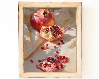 Pomegranate Still Life Print: Vintage Kitchen Wall Art (Digital Download)