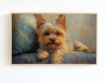 ヴィンテージヨークシャーテリアの絵画：ヨーキー犬の肖像画アート
