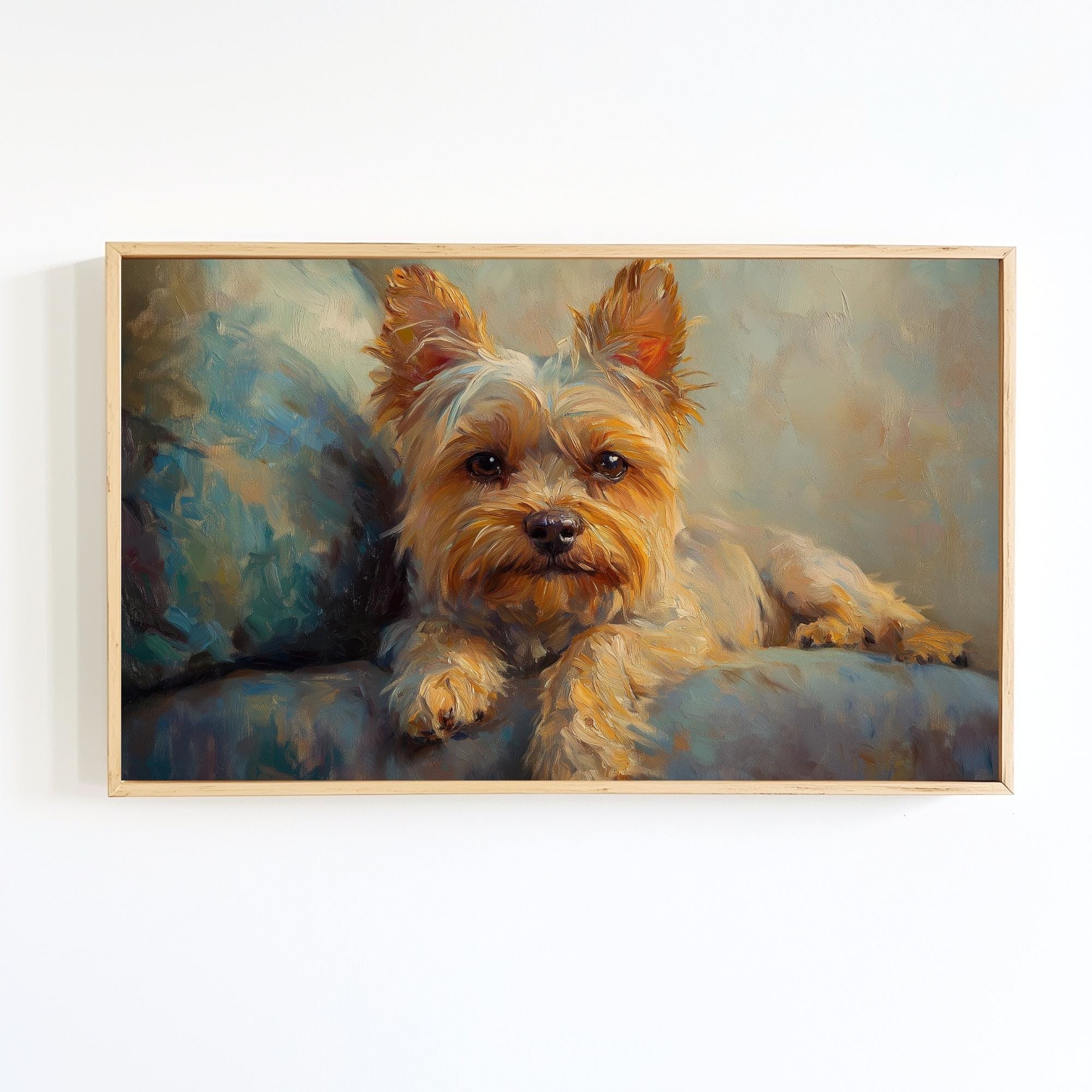 ヴィンテージヨークシャーテリアの絵画：ヨーキー犬の肖像画アート