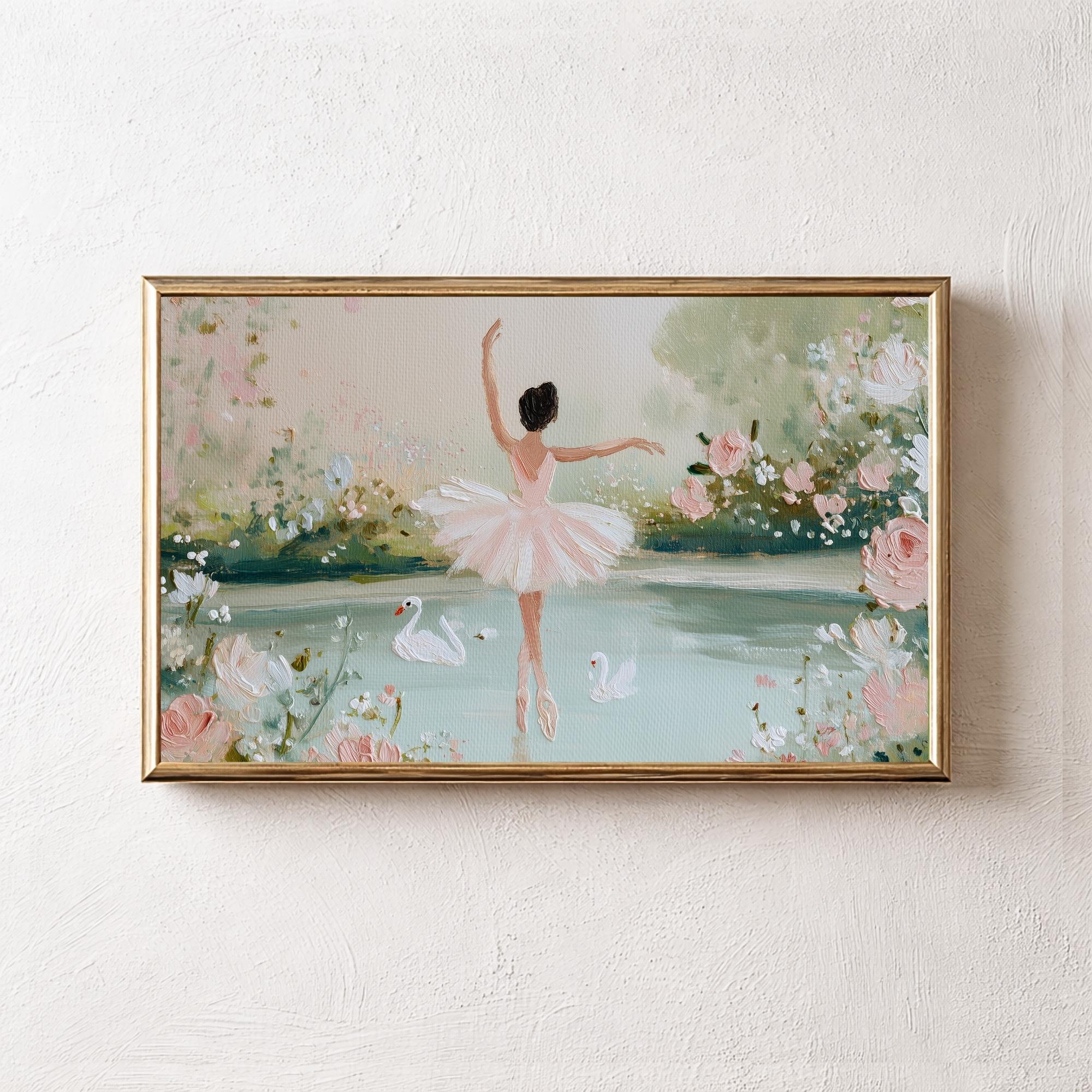 バレリーナの白鳥の湖の壁アート - ロマンティックなバレエガーデン