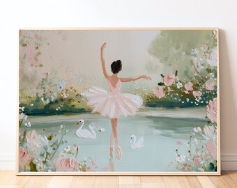 バレリーナの白鳥の湖の壁アート - ロマンティックなバレエガーデン