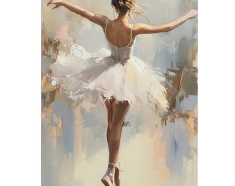 ヴィンテージバレリーナ絵画：コケットバレエコアアートプリント
