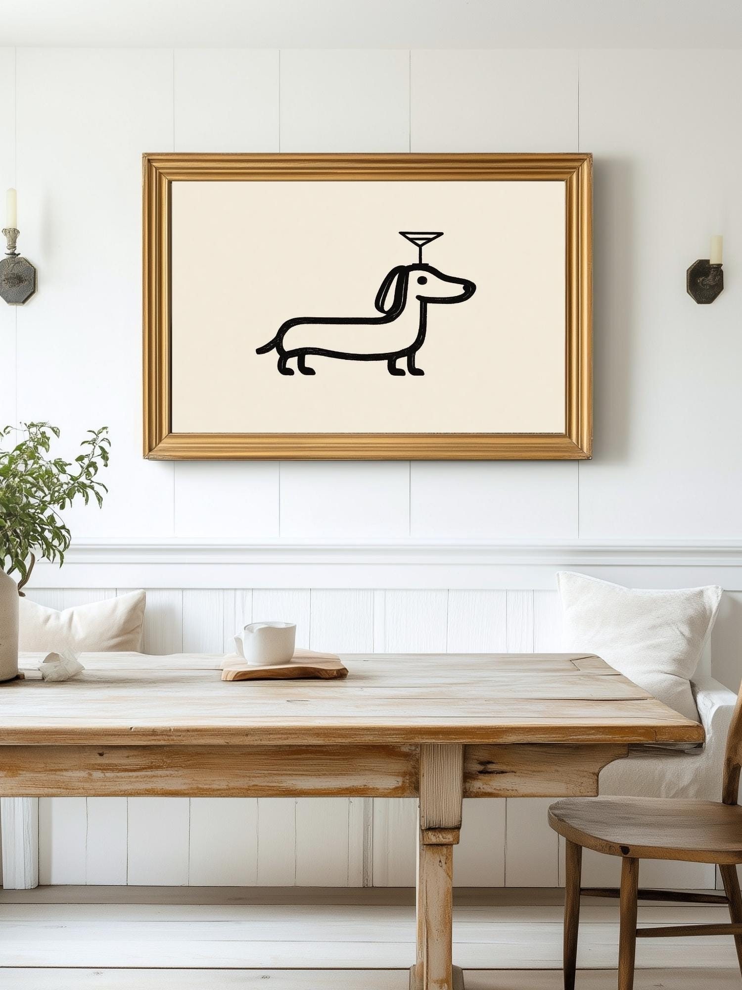 Whimsical Dachshund Martini Art Print: Playful Dog Lover Decor