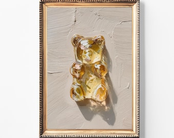 Gold Gummy Bear Painting | Kids Wall Print | Fun Kitchen Decor (Digital Download)