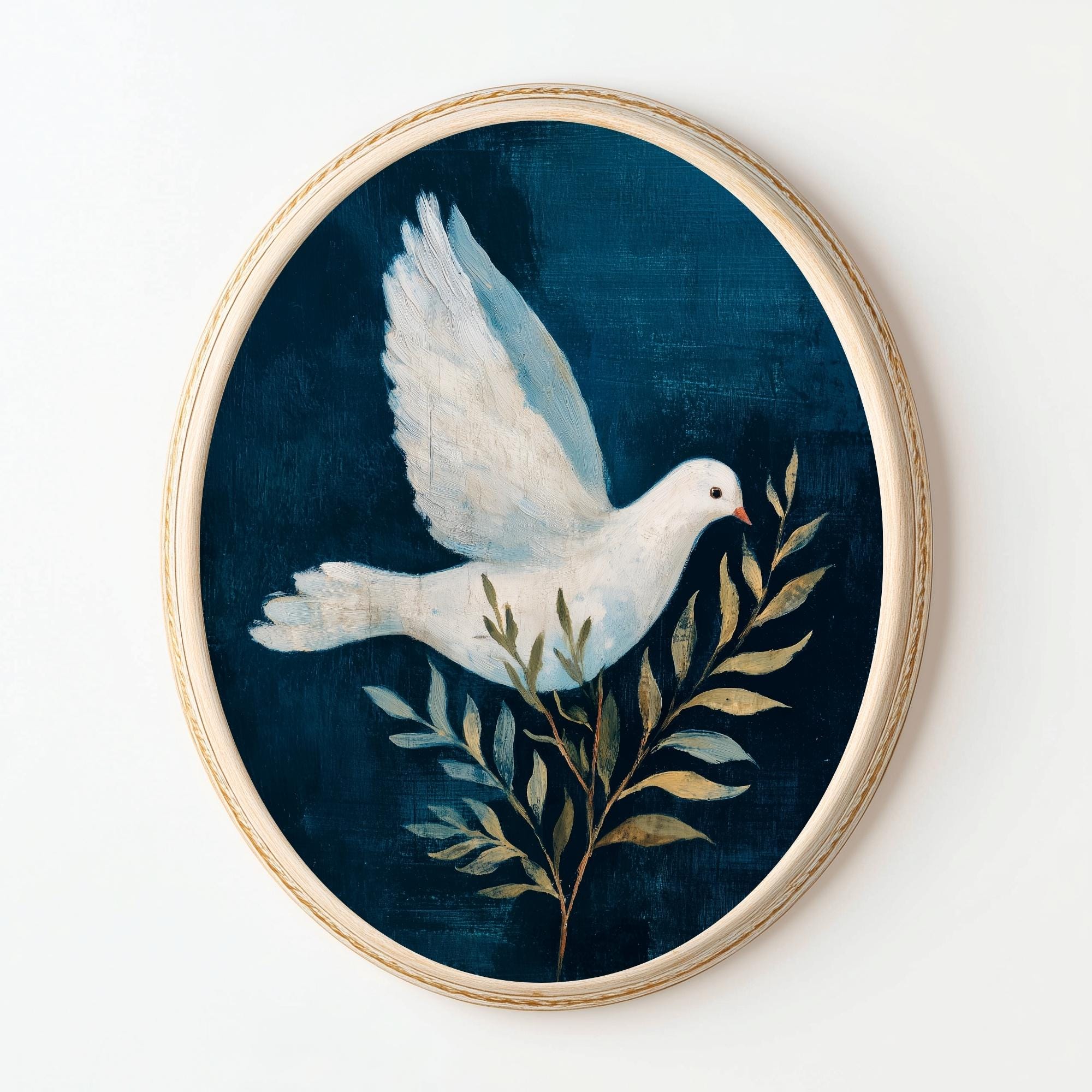 鳩のオリーブの枝の絵画｜スピリチュアルな壁画（デジタルダウンロード
