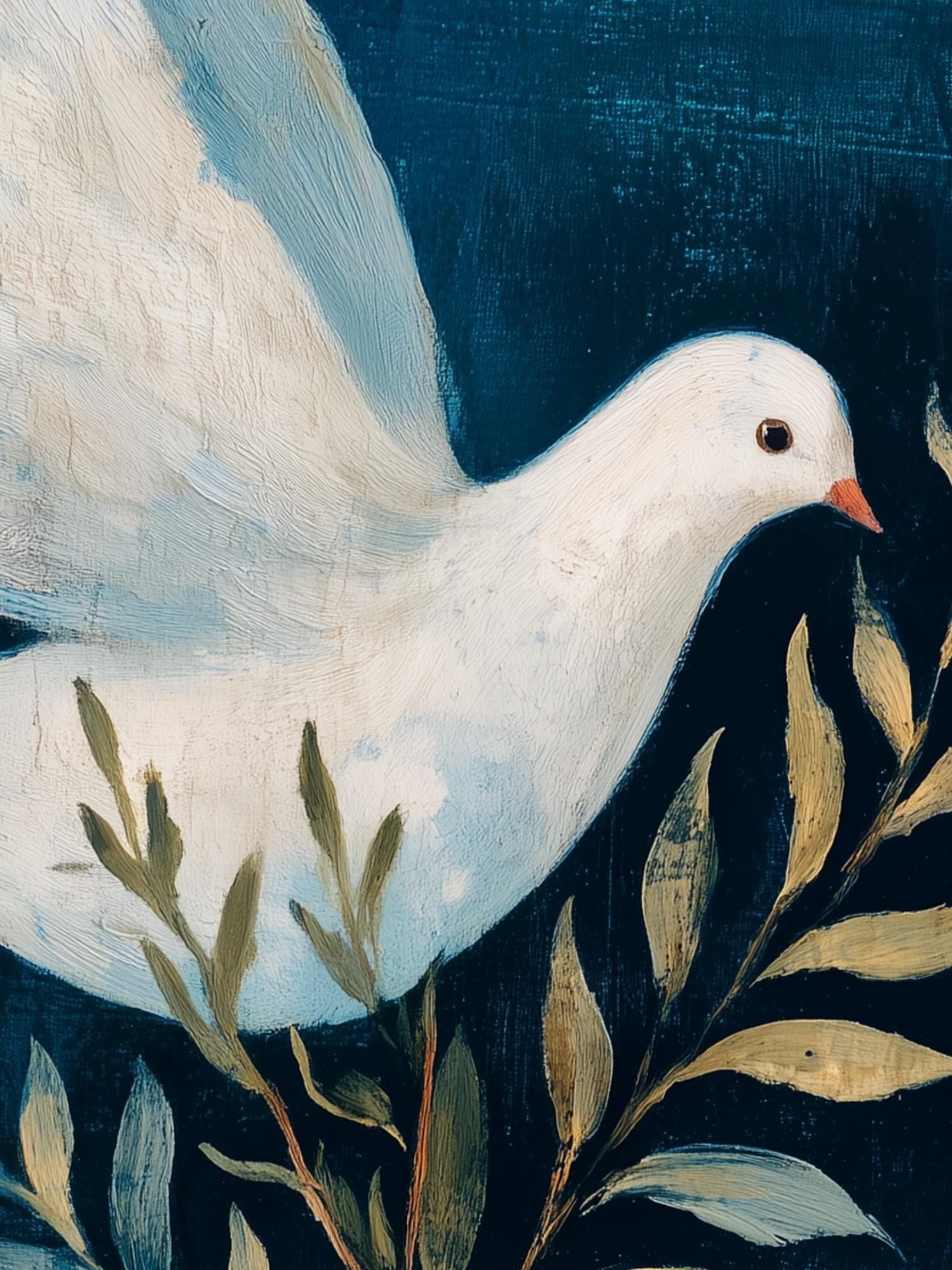 鳩のオリーブの枝の絵画｜スピリチュアルな壁画（デジタルダウンロード