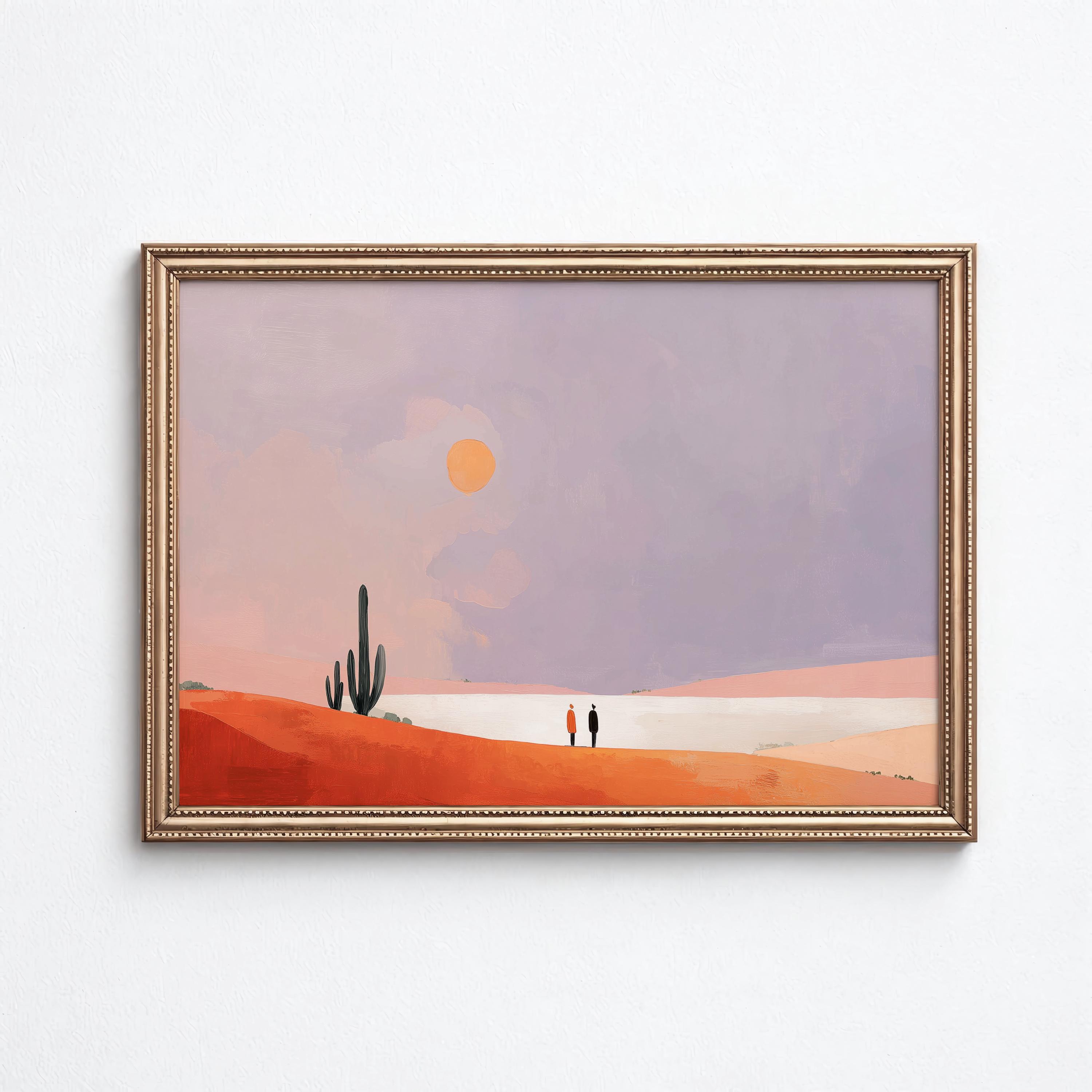 アラジン＆ジャスミン【Sunset Romance】サンセットロマンス　セル画 Desert Couple Wall Art – Romantic Sunset Landscape Print (digital