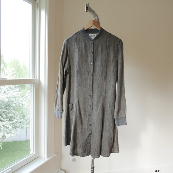 FLAX | Linen dress snap down long-sleeve laganloo… - image 3