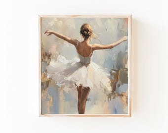 ヴィンテージバレリーナ絵画：コケットバレエコアアートプリント