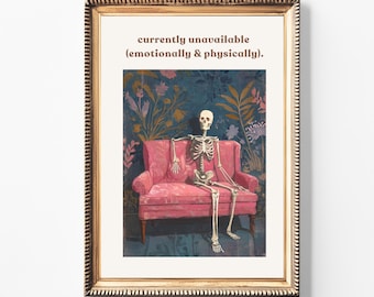 Stampa divertente di uno scheletro: citazione non disponibile, umorismo di Halloween (download digitale)