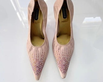 blush pink suede heels