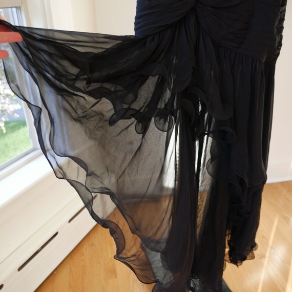 Black Silk Salsa Dress Y2k Vintage Beaded Sheer P… - image 7