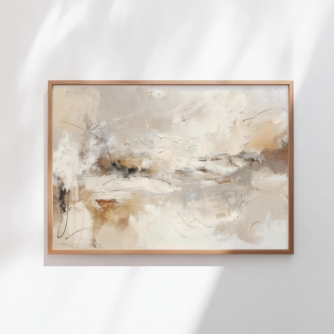 Neutral Abstract Wall Art – Textured Beige Minimalist Painting (digital ...