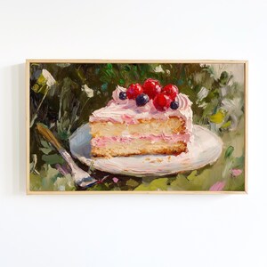 Colorful Kitchen Wall Art Girly Cake Art Print | Vintage Painting Gift for Her | Coquette Wall Art | Instant Print Digital Download