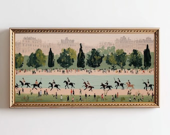 Lámina decorativa vintage para pared con temática de partido de polo / Decoración de club ecuestre (descarga digital)