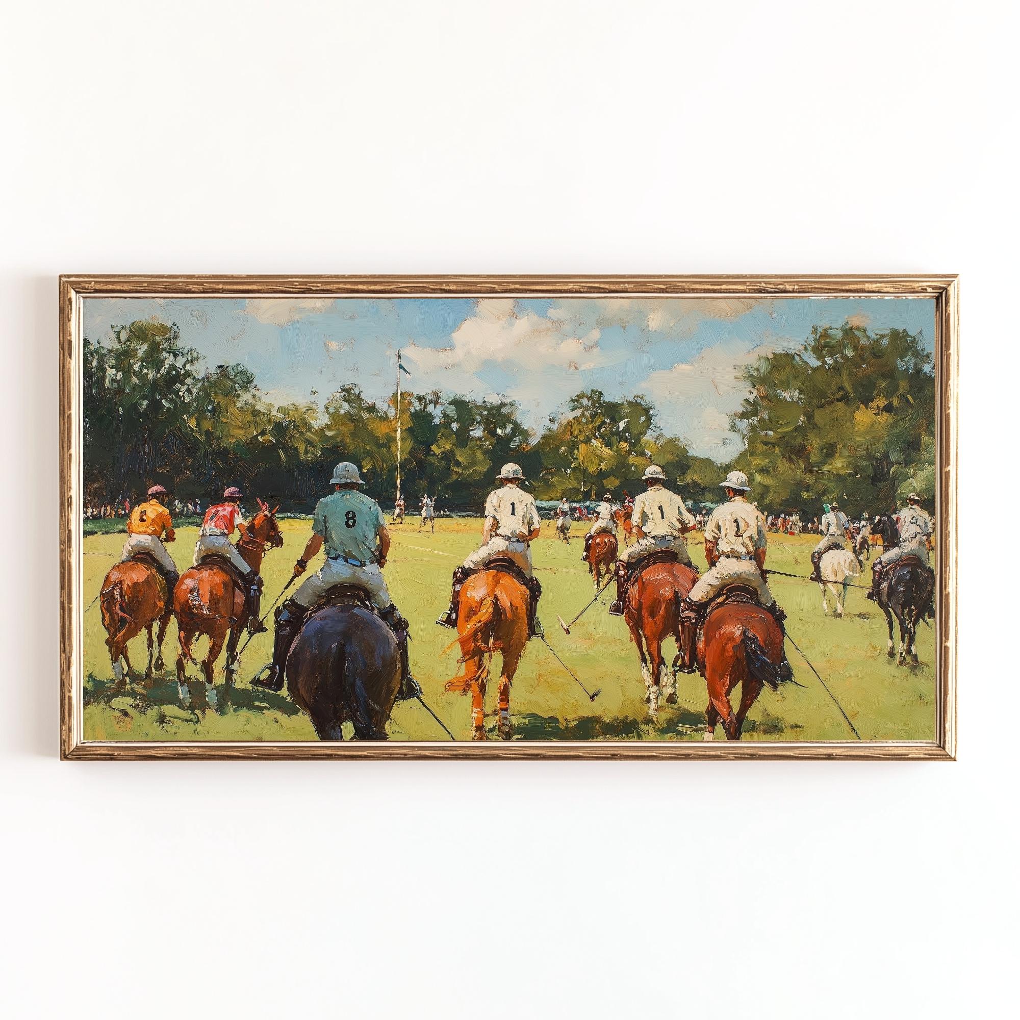 Vintage Polo Match Print: Equestrian Sports Art, French Country