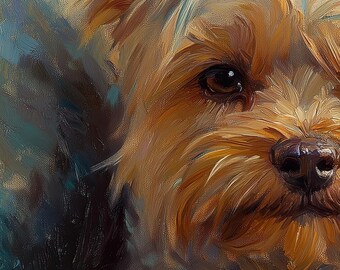 ヴィンテージヨークシャーテリアの絵画：ヨーキー犬の肖像画アート