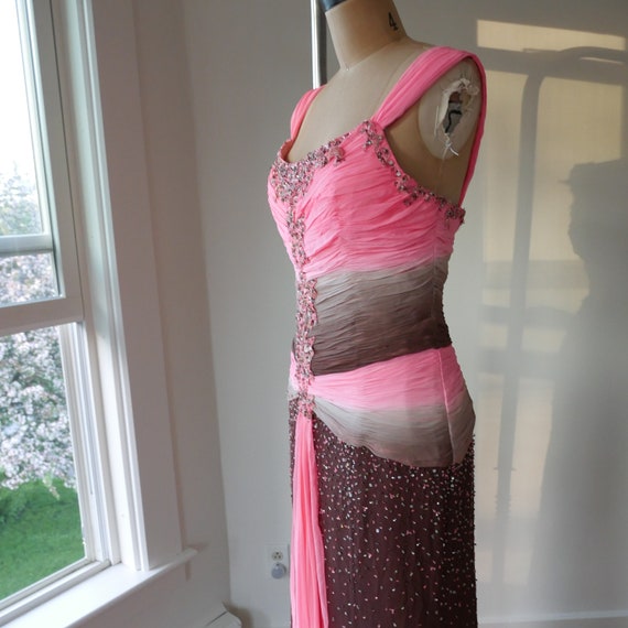 Hand Beaded Silk Gown Y2K Vintage Prom Dress Fair… - image 9