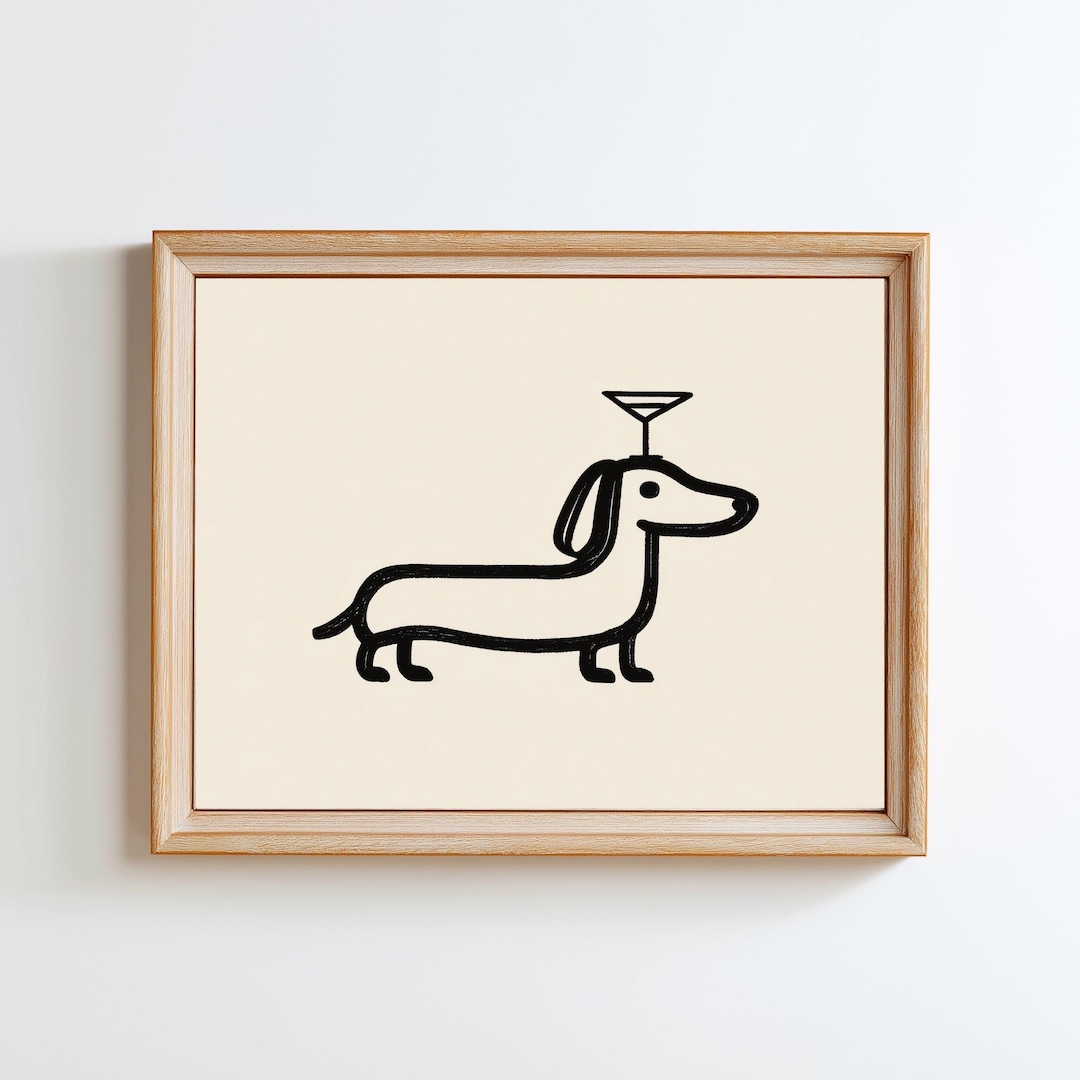 Whimsical Dachshund Martini Art Print: Playful Dog Lover Decor