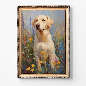 Labrador Retriever Art Painting | Yellow Lab Wall Art | Vintage French Impressionist Dog Art | Yellow Lab Lover Gift | Digital Download