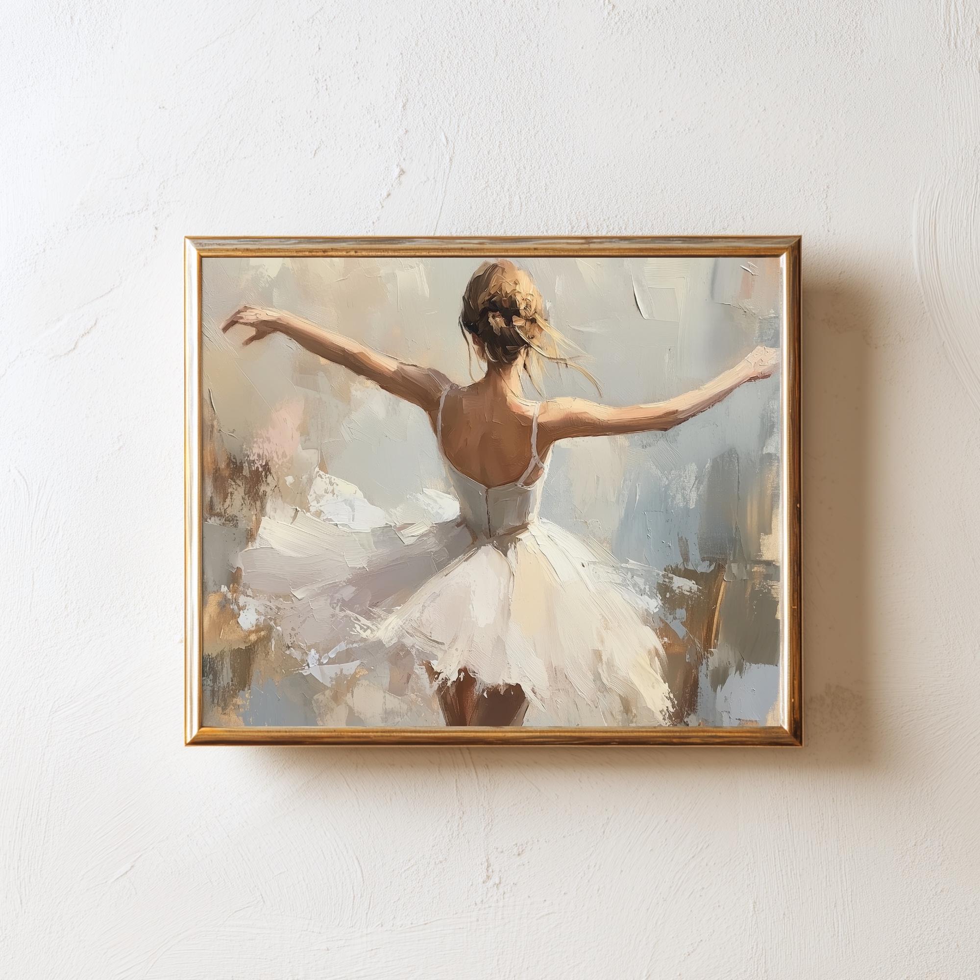 ヴィンテージバレリーナ絵画：コケットバレエコアアートプリント