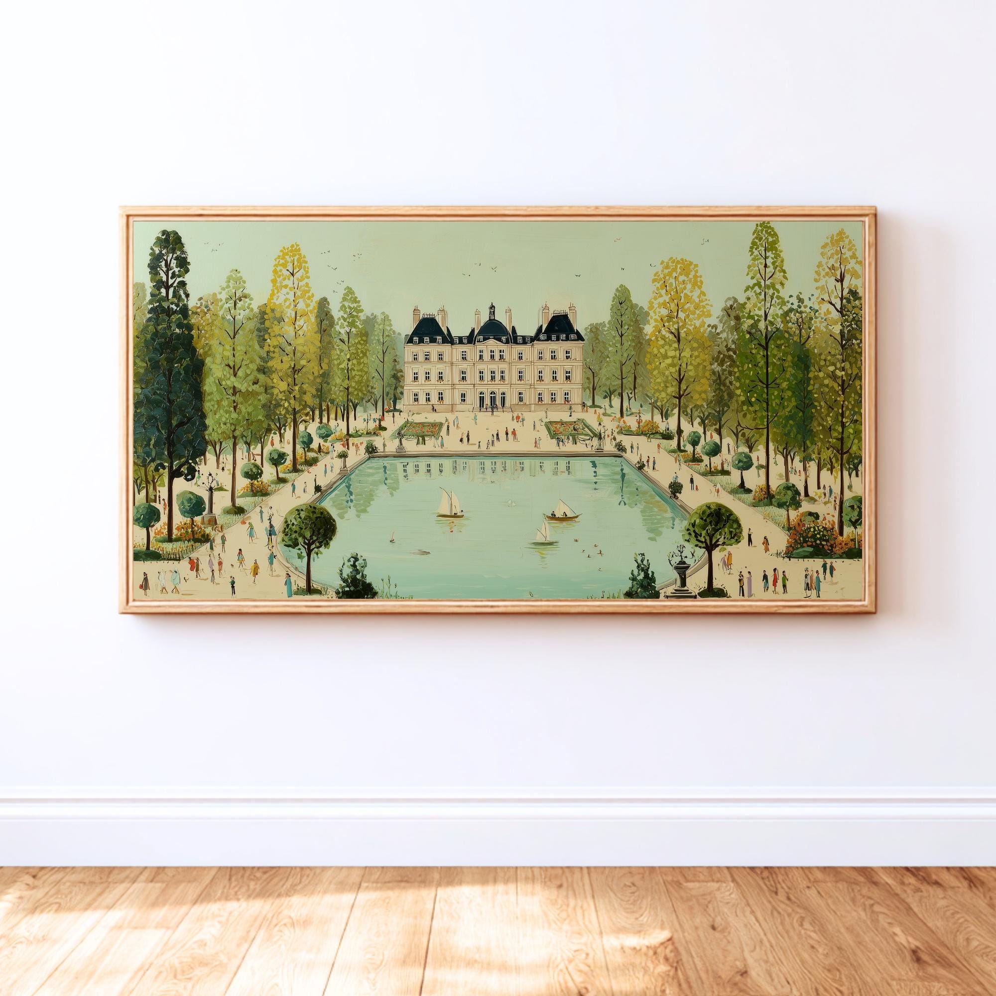パリの壁画：リュクサンブール公園の春の絵画（デジタルアート