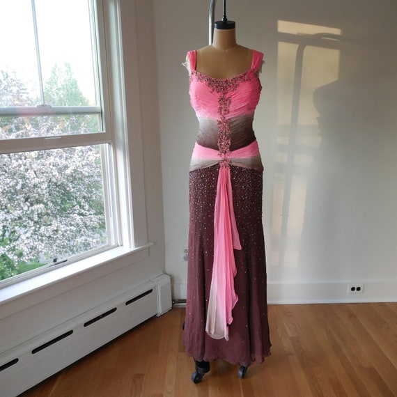 Hand Beaded Silk Gown Y2K Vintage Prom Dress Fair… - image 10