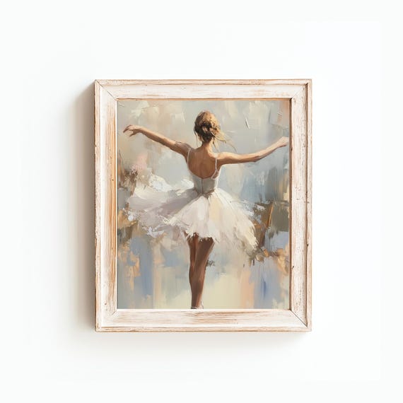 ヴィンテージバレリーナ絵画：コケットバレエコアアートプリント