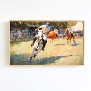 Dynamic Polo Match Wall Art | Polo Vintage Painting Print | Equestrian Action Scene | Polo Gift | Digital Download